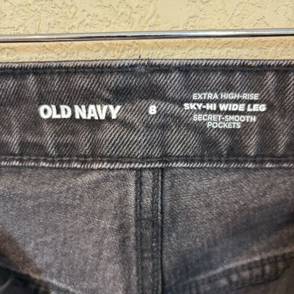 Old Navy Sky Hi Wide Leg Black Jeans 8 Extra High Rise New - Picture 9 of 9